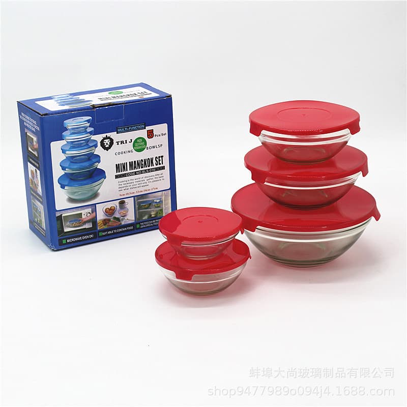 5PCS GLASS STORAGE BOWLS