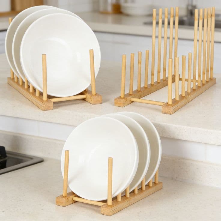 BAMBOO PLATE RACK