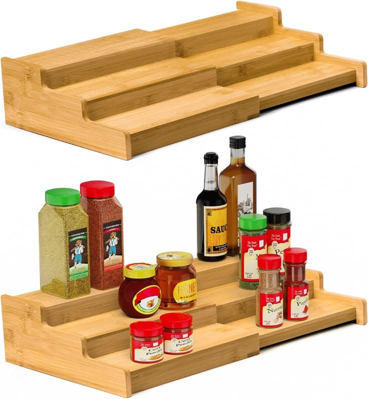 EXTENDABLE WOODEN SPICE RACK