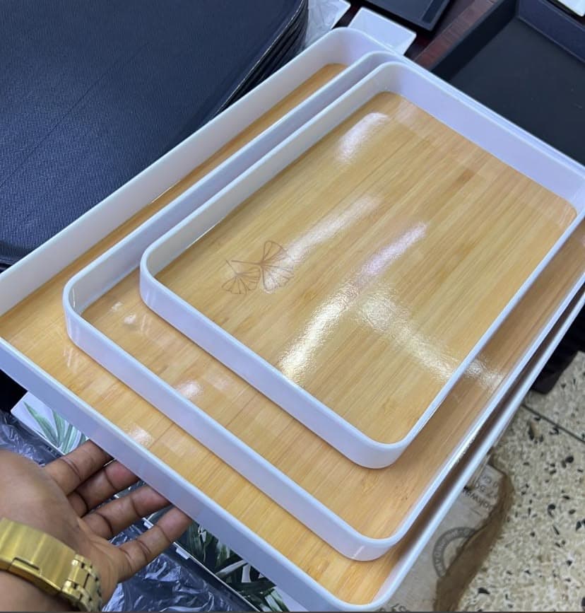 3PCS IMITATION WOOD GRAIN TRAY