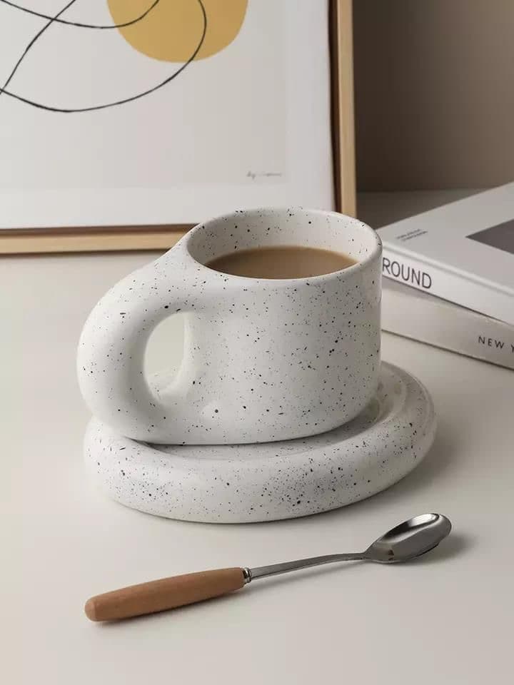 PASTEL CERAMIC MUG & SAUCER SET